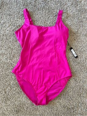 TA3 Squarey One Piece Swimsuit Pink 3X Regular/Long NWT Shaping Lace Back